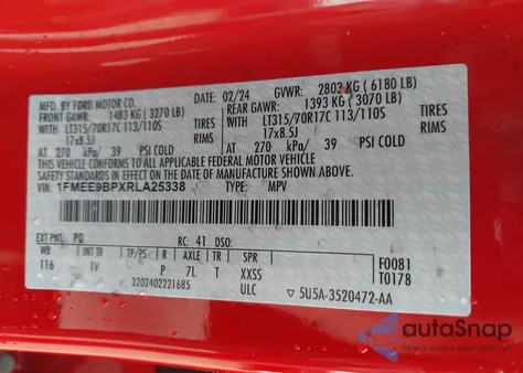 2024 Ford Bronco Badlands from USA, damaged, VIN 1FMEE9BPXRLA25338